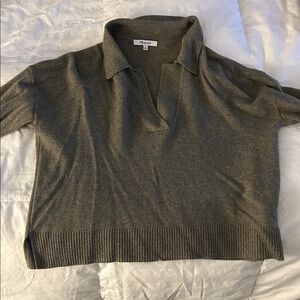 Madewell Charcoal Green V-Neck Sweater